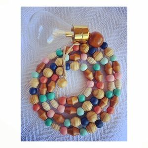 Wood Beaded Hanging Light Bulb